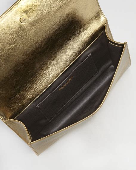 Saint Laurent Metallic Belle De Jour Clutch Bag, Pale Gold